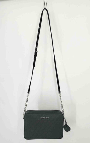 MICHAEL KORS Black Gray Silver Monogram Crossbody 9" 2" 6" Purse