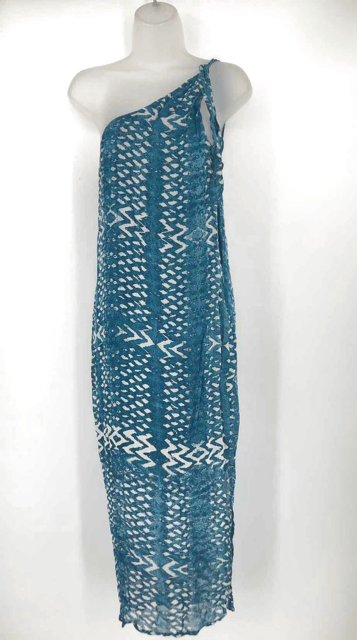 CHAN LUU Teal White One Shoulder Size SMALL (S) Dress