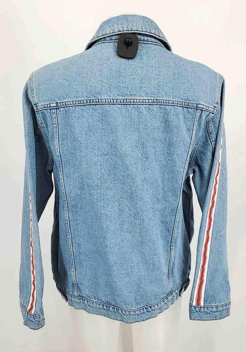 ジャケット・アウター Reiko REIKO Lt Blue Red & White Denim Stripe Trim Button Up Jacket