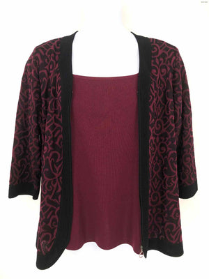 MISOOK Burgundy Black Woven Top & Wrap Size 1X  (XL) 2PC Set