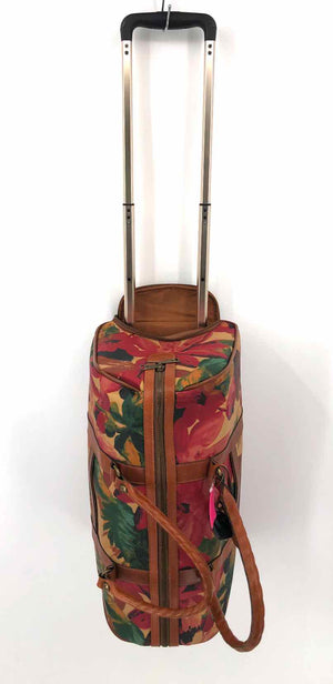 PATRICIA NASH Tan Red Multi Pre Loved Floral Design Wheel Duffle Purse