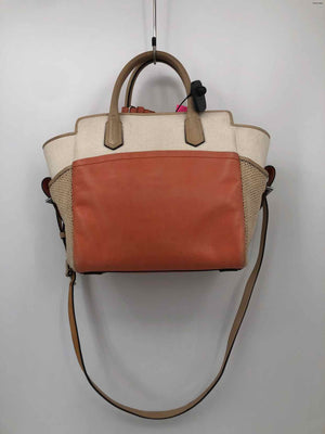 REED KRAKOFF Beige Orange Leather & Canvas Color Panels w/Pouch 9" 5" 8" Purse