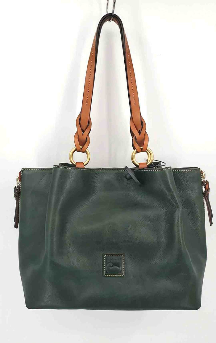 DOONEY & BOURKE Dk Green Tan Leather Pre Loved Side Zipper Tote Purse