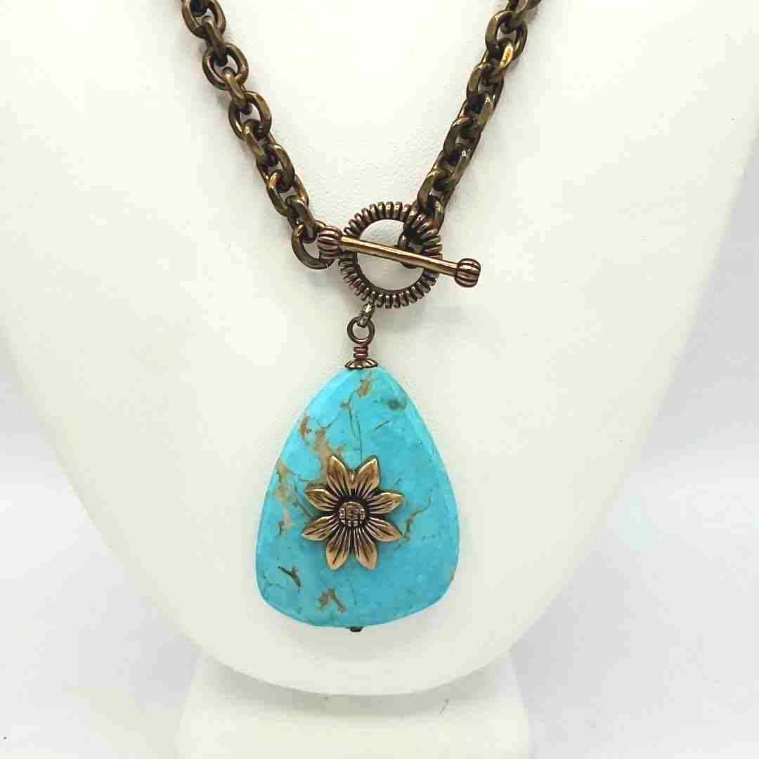 STEPHEN DWECK Turquoise Brass Flower Faceted Necklace – ReturnStyle