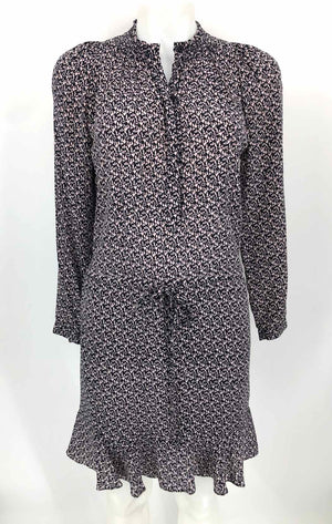 REBECCA TAYLOR Navy Pink Silk Print Blouse Size 2  (XS) Dress