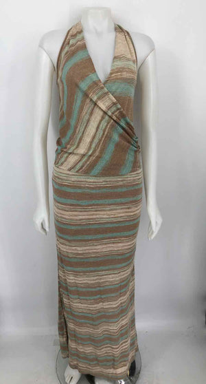 TOMMY BAHAMA Gold Turquoise Knit Stripe Tank Size X-SMALL Dress