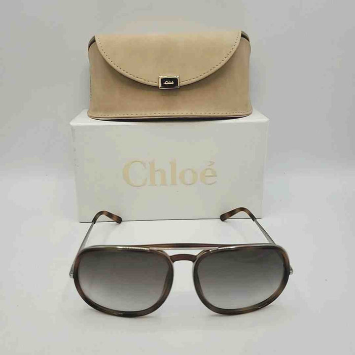 CHLOE Brown Tortoise Aviator Sunglasses w/case