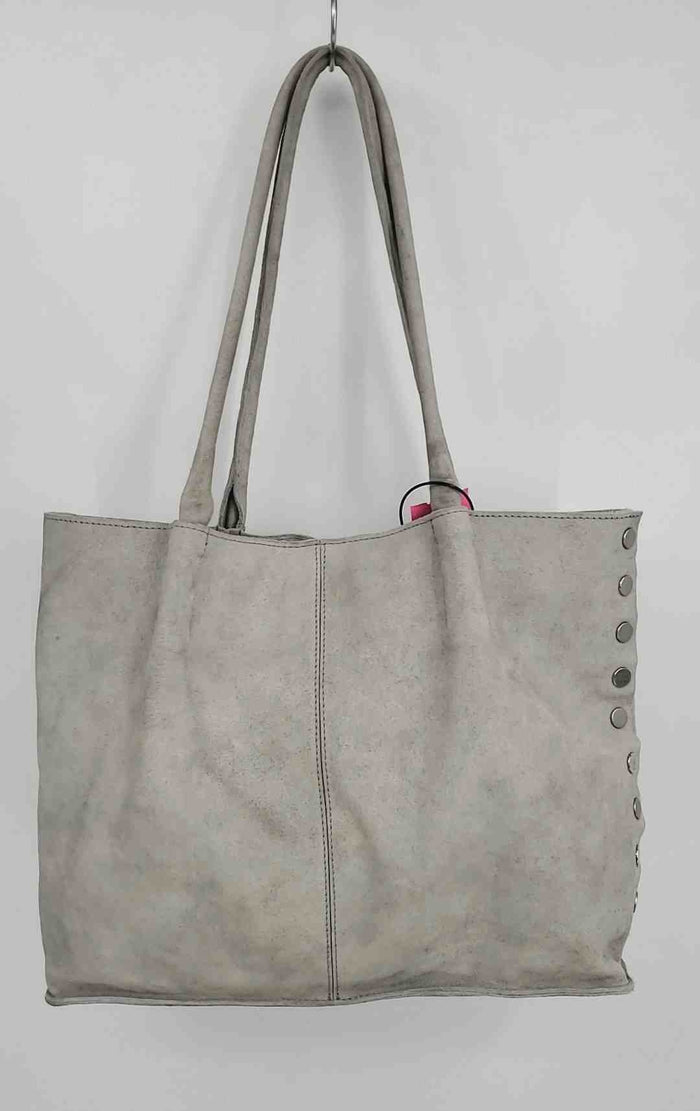 HAMMITT Gray Silvertone Leather Pre Loved Studded Tote Shoulder Bag 14" 4" Purse