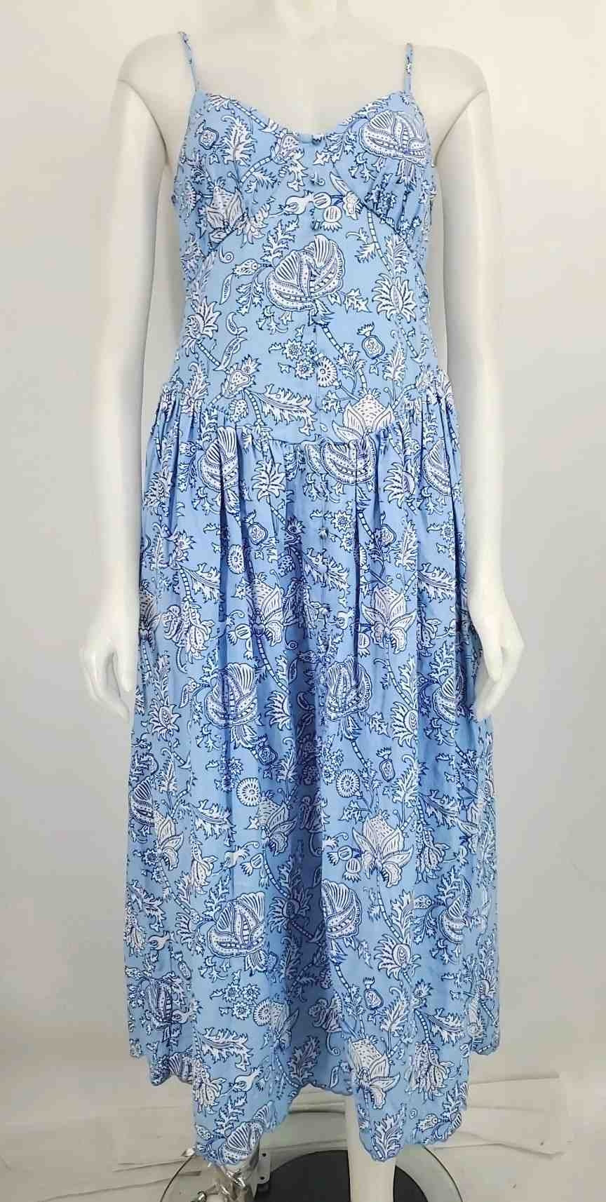 ROLLER RABBIT FOR TARGET Blue White Print Maxi Length Size SMALL (S) Dress