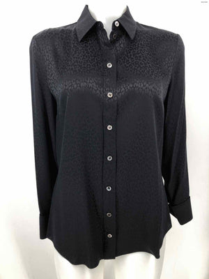 MICHAEL KORS Black Silk Made in Italy Animal Print Button Up Size 8  (M) Top