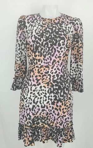 VERONICA BEARD Pink Black Silk Animal Print Longsleeve Size 2  (XS) Dress