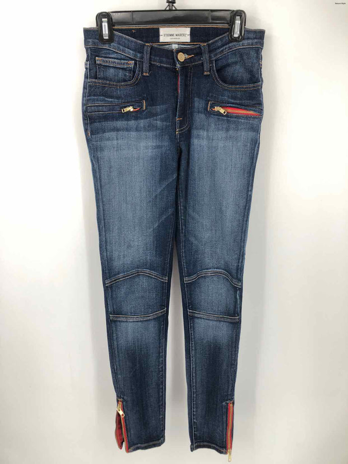 ETIENNE MARCEL Beige Red Denim Made in USA Skinny Size 26 (S) Jeans