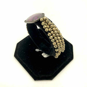AMJ Goldtone Gray Beaded Diamond Faceted Multi-Band Bracelet