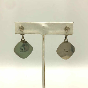Green Brown Sterling Silver Post w/Drop ss Earrings