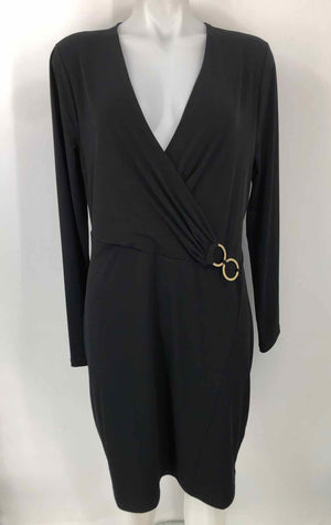 TAHARI Black Gold Cross Front Size LARGE  (L) Dress