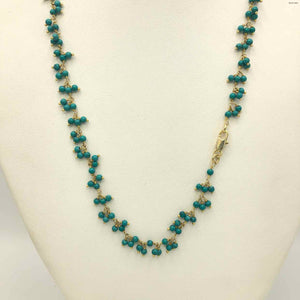 SACRED JEWELS Turquoise Gold Plate Amythst 18" Necklace