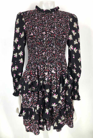 REBECCA TAYLOR Black Pink Floral Elastic Middle Size 2  (XS) Dress