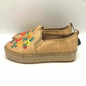 SAM EDELMAN Tan Red Multi Straw Loafer Espadrille Shoe Size 8-1/2 Shoes