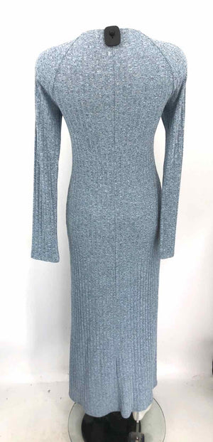 REFORMATION Blue Gray Ribbed Slit Longsleeve Size LARGE  (L) Dress