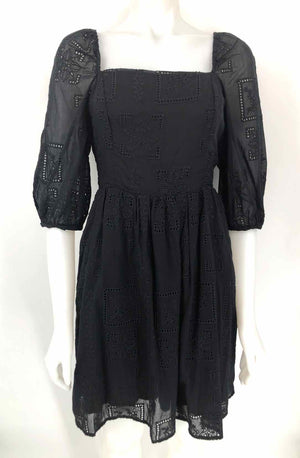 JOHNNY WAS Black Embroidered Short Sleeves Size X-SMALL Dress