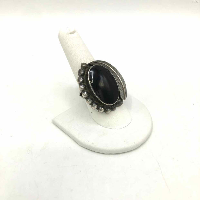 Sterling Silver Onyx Vintage Good SZ 9 Ring SS