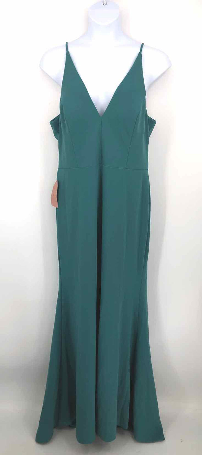 BHLDN ANTHROPOLOGIE Teal Made in USA Deep V-Neck Size 20  (XL) Dress
