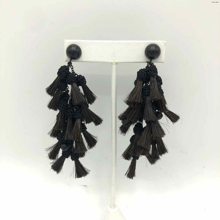 Black Brown Crochet Tassells Dangle Earrings