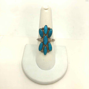 Turquoise Color Pre Loved ss Ring sz8