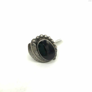 Sterling Silver Onyx Vintage Good SZ 9 Ring SS