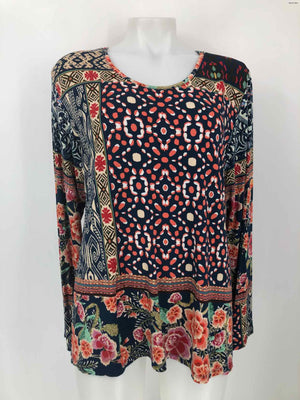 JOHNNY WAS Navy Multi-Color Print Size LARGE  (L) Top
