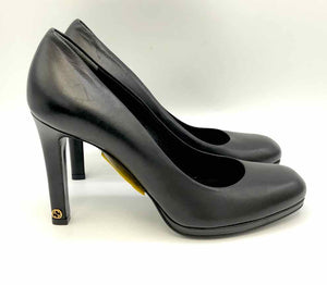 GUCCI Black Gold Leather 4" Heel Shoe Size 37 US: 7 Shoes