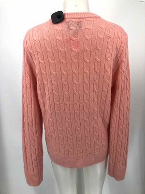 J CREW Peach Cashmere Cable knit Pullover Size LARGE  (L) Sweater