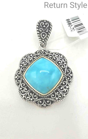 Blue Sterling Silver Filagree ss Pendant