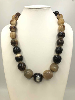 Tan Brown Horn Beaded Necklace
