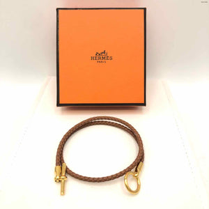 HERMES Tan Gold Leather Pre Loved AS IS Bracelet