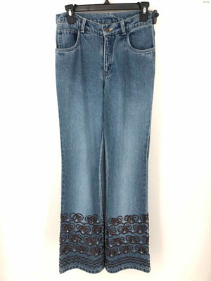 SPIEGEL Lt Blue Brown Denim Bead Trim Size 6  (S) Jeans