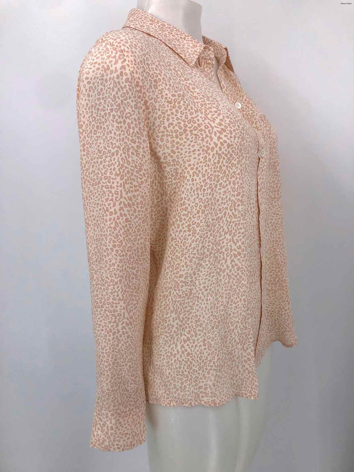 RAILS Beige Peach Silk Leopard Print Shirt Size SMALL (S) Top