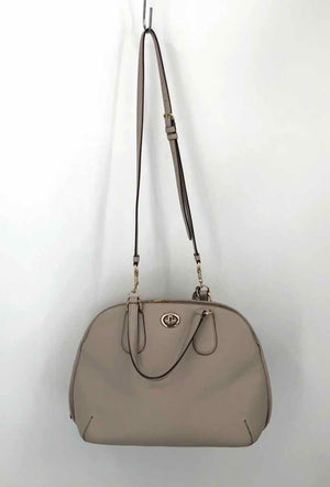 COACH Beige Silver Leather Pre Loved Bowler Purse