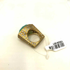 RIVKA FRIEDMAN Aqua 18K Gold Plated Faceted Ring Sz 7