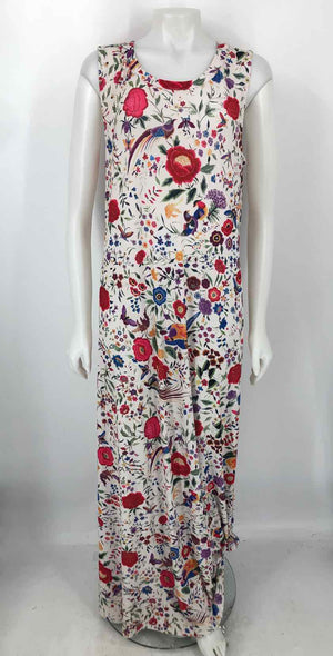 JOHNNY WAS White Pink Multi Floral Maxi Length Size LARGE  (L) Dress