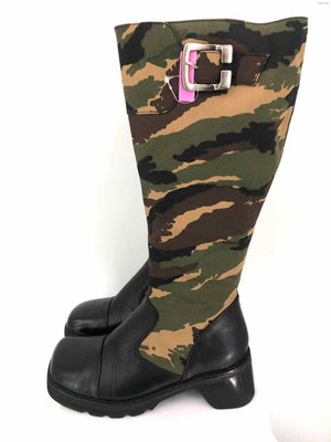CHILIS Black Olive Camouflage Knee High Shoe Size 8-1/2 Boots