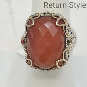 Gold Plated Sterling Silver carnelian SZ 8 Ring SS