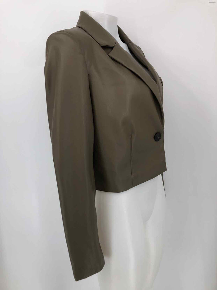 AVEC LES FILLES Taupe Synthetic Crop Women Size SMALL (S) Jacket