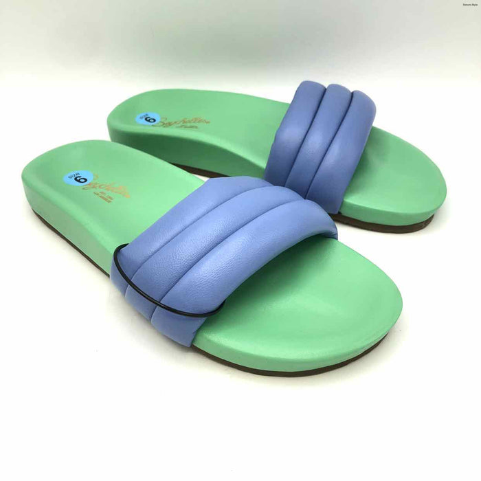 SEYCHELLES Blue Lt Green Leather Slides Shoe Size 6 Shoes