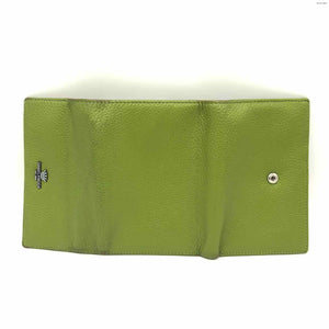 DANIELA MODA Green Multi-Color Pebbled Leather Colorblock Tri fold Wallet