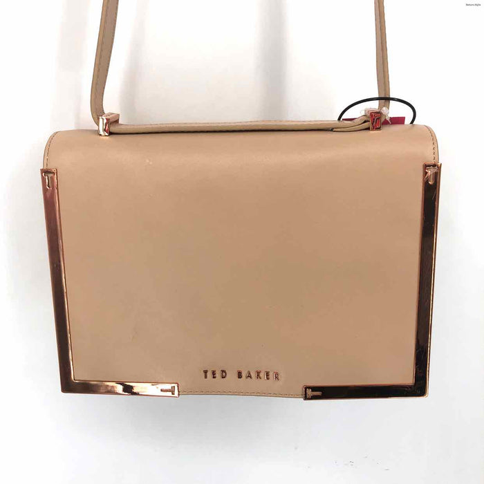 TED BAKER Beige Rose Gold Leather Crossbody Purse