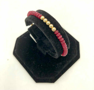Cranberry Gold Beaded Bracelet
