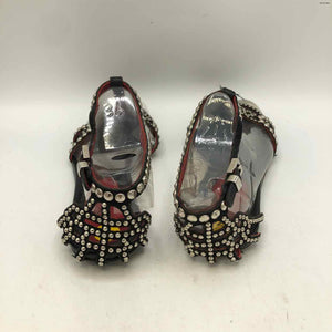 CESARE PACIOTTI Silver Black Leather Made in Italy Studded Sandal Shoes