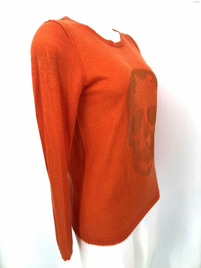 ZADIG & VOLTAIRE Orange Cashmere Skull Pullover Size SMALL (S) Sweater