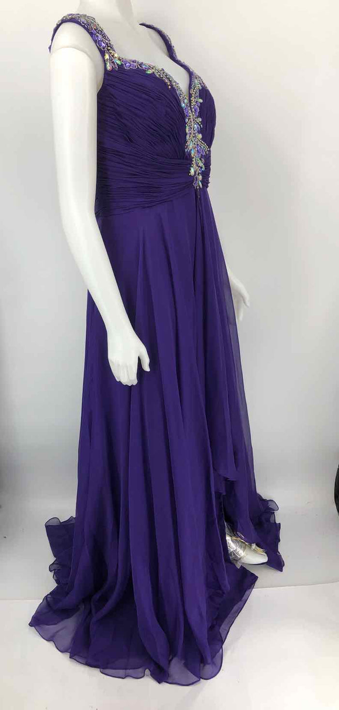 MAC DUGGAL Purple Silver Bead Trim Tank Size 18  (XL) Dress